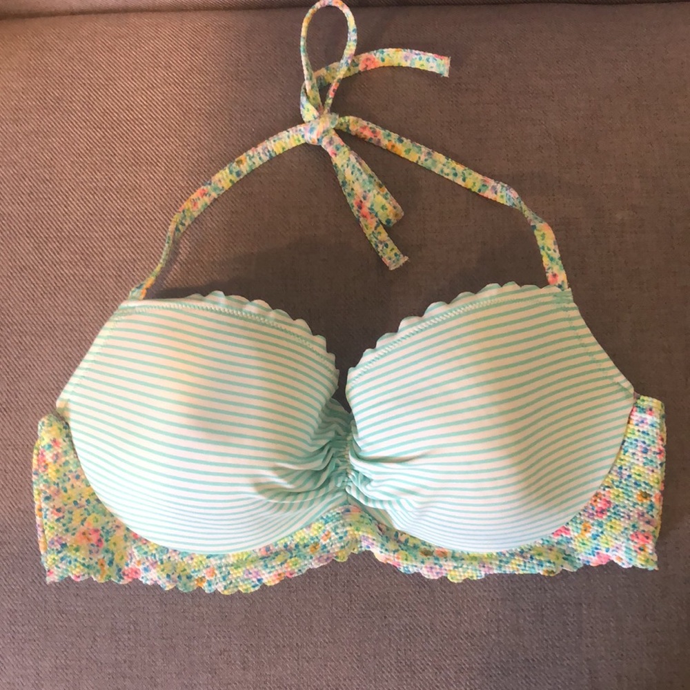 VICTORIA’S SECRET NEON FLORAL STRIPE BIKINI TOP 36C